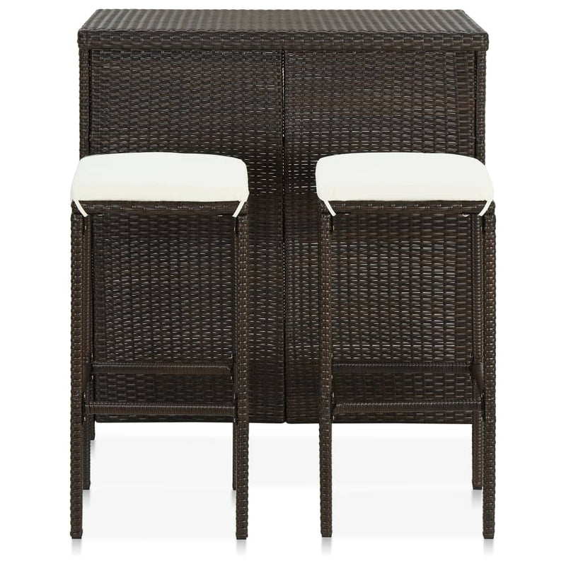 vidaXL 3 Piece Bar Set Poly Rattan Black