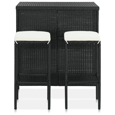 vidaXL 3 Piece Bar Set Poly Rattan Black