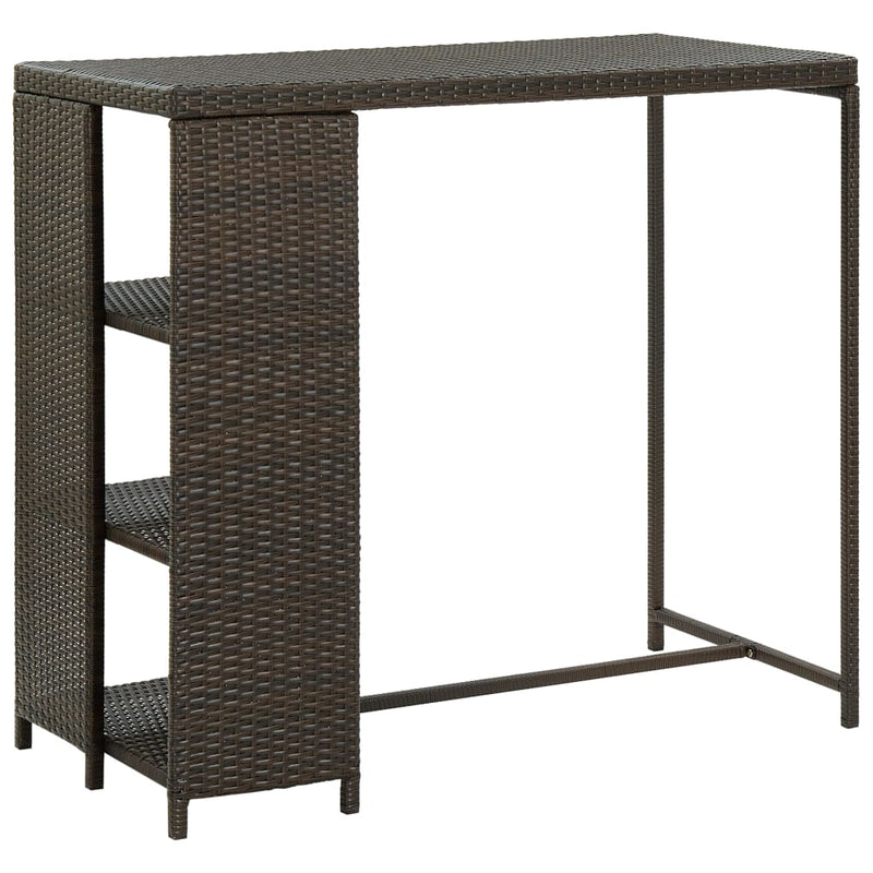 vidaXL Bar Table with Storage Rack Black 120x60x110 cm Poly Rattan