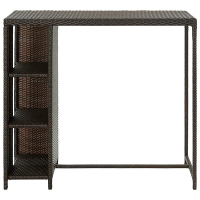 vidaXL Bar Table with Storage Rack Black 120x60x110 cm Poly Rattan