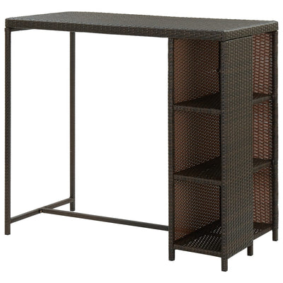 vidaXL Bar Table with Storage Rack Black 120x60x110 cm Poly Rattan