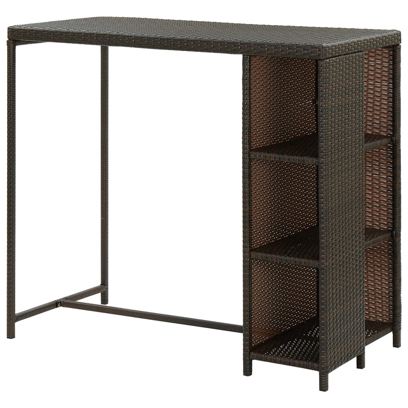 vidaXL Bar Table with Storage Rack Black 120x60x110 cm Poly Rattan