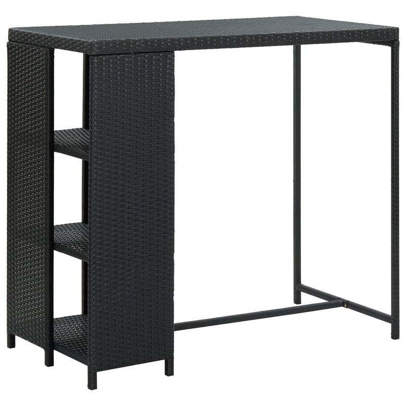 vidaXL Bar Table with Storage Rack Black 120x60x110 cm Poly Rattan