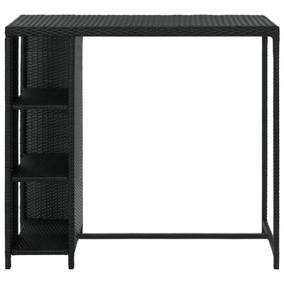 vidaXL Bar Table with Storage Rack Black 120x60x110 cm Poly Rattan