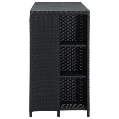 vidaXL Bar Table with Storage Rack Black 120x60x110 cm Poly Rattan