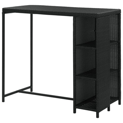 vidaXL Bar Table with Storage Rack Black 120x60x110 cm Poly Rattan