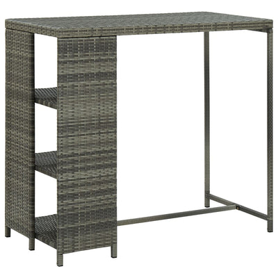 vidaXL Bar Table with Storage Rack Black 120x60x110 cm Poly Rattan