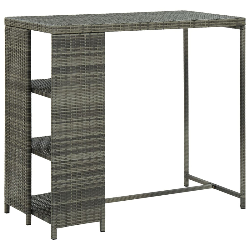 vidaXL Bar Table with Storage Rack Black 120x60x110 cm Poly Rattan