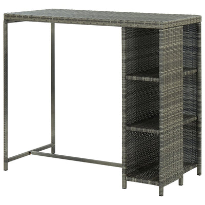 vidaXL Bar Table with Storage Rack Black 120x60x110 cm Poly Rattan