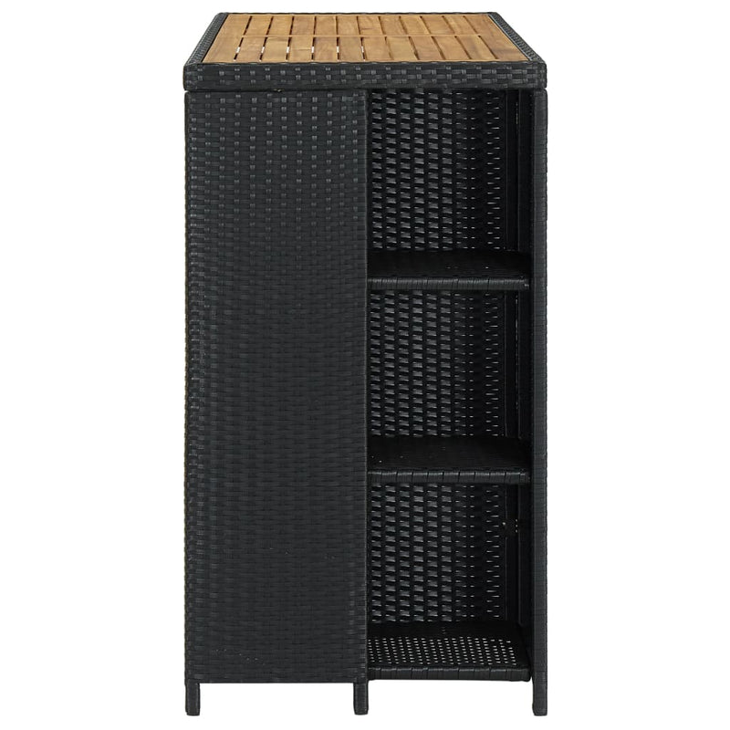 vidaXL Bar Table with Storage Rack Black 120x60x110 cm Poly Rattan