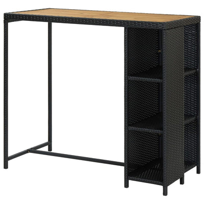 vidaXL Bar Table with Storage Rack Black 120x60x110 cm Poly Rattan
