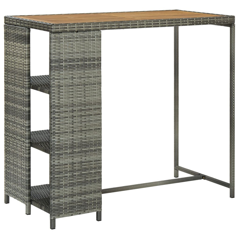 vidaXL Bar Table with Storage Rack Black 120x60x110 cm Poly Rattan