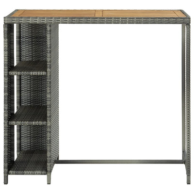 vidaXL Bar Table with Storage Rack Black 120x60x110 cm Poly Rattan