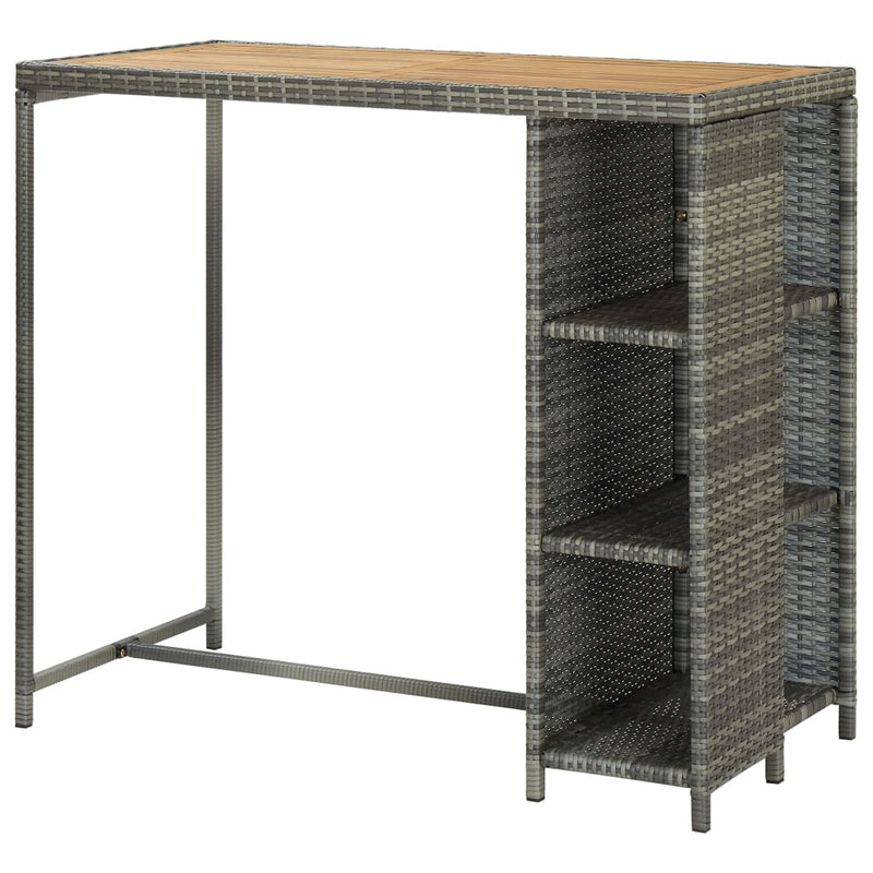 vidaXL Bar Table with Storage Rack Black 120x60x110 cm Poly Rattan