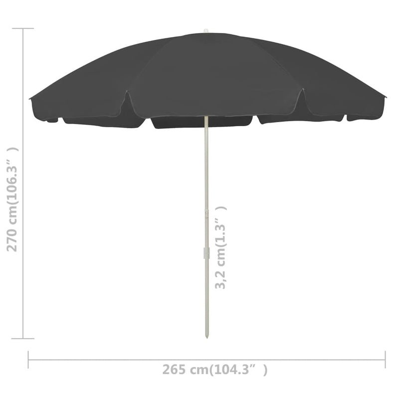 vidaXL Beach Parasol Anthracite 240 cm