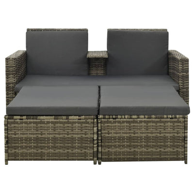 vidaXL 3 Piece Garden Lounge Set with Cushions Poly Rattan Grey