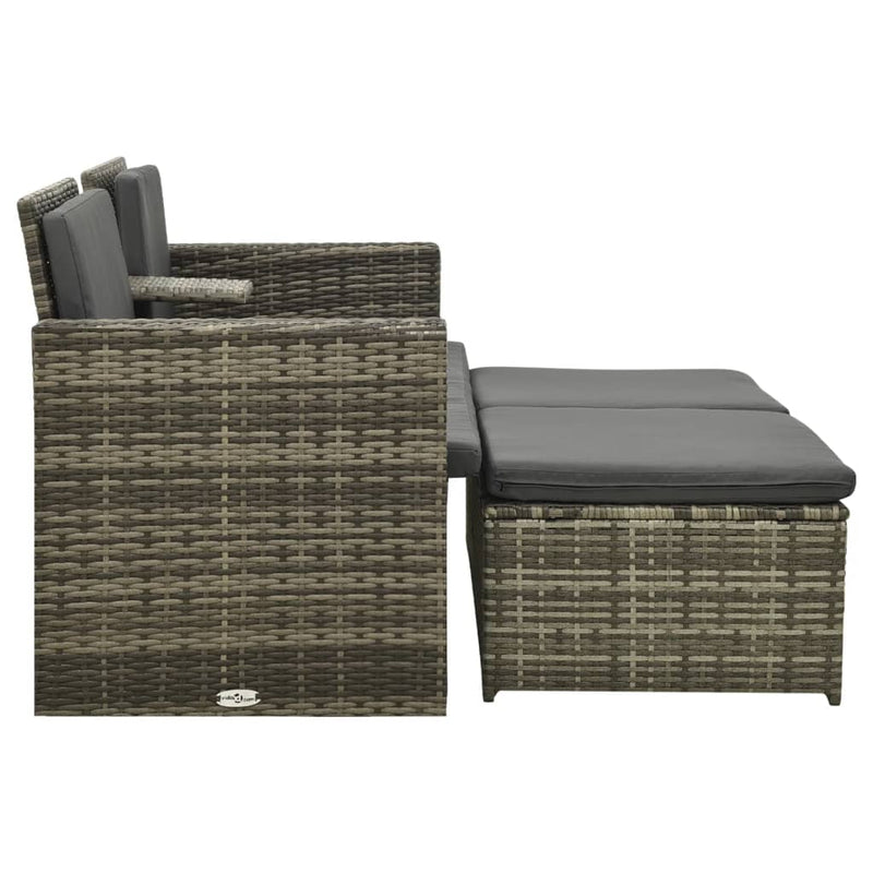 vidaXL 3 Piece Garden Lounge Set with Cushions Poly Rattan Grey