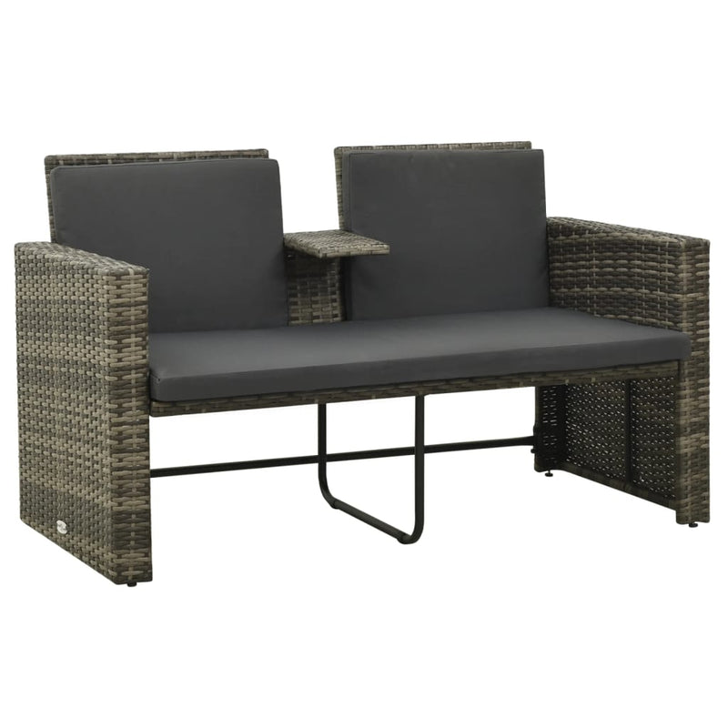 vidaXL 3 Piece Garden Lounge Set with Cushions Poly Rattan Grey