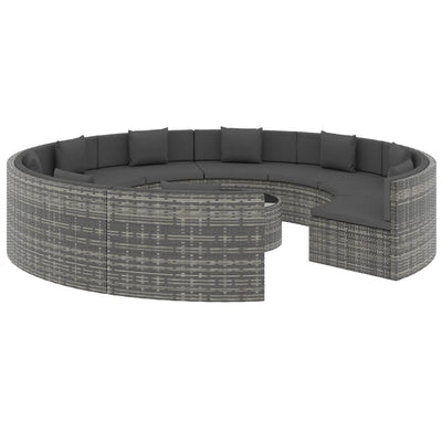 vidaXL 10 Piece Garden Lounge Set with Cushions Poly Rattan Grey