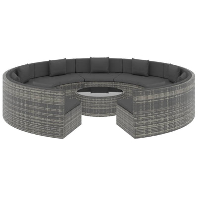 vidaXL 10 Piece Garden Lounge Set with Cushions Poly Rattan Grey