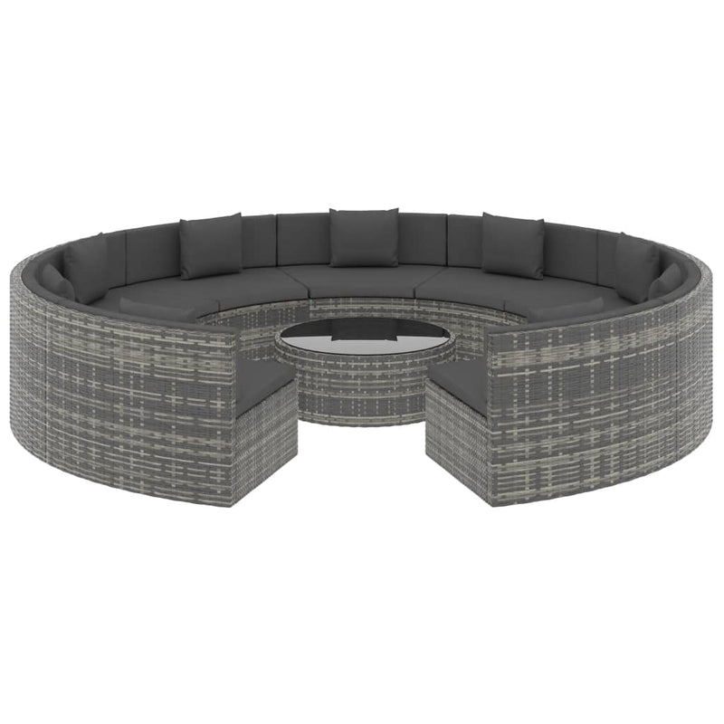 vidaXL 10 Piece Garden Lounge Set with Cushions Poly Rattan Grey