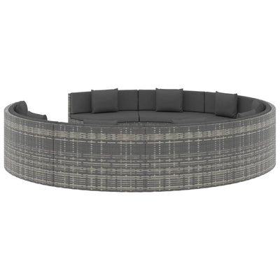 vidaXL 10 Piece Garden Lounge Set with Cushions Poly Rattan Grey