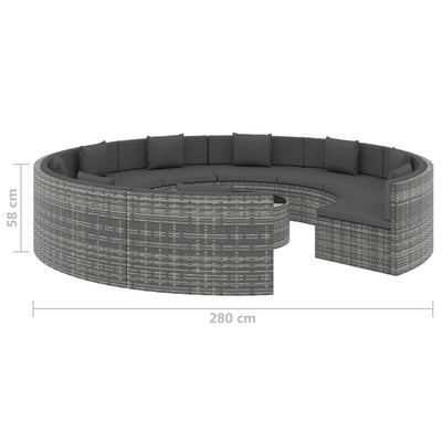 vidaXL 10 Piece Garden Lounge Set with Cushions Poly Rattan Grey