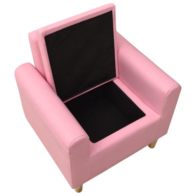 vidaXL Children Sofa Pink Faux Leather