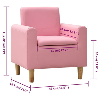 vidaXL Children Sofa Pink Faux Leather