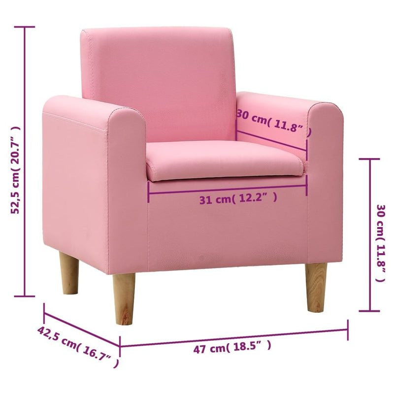 vidaXL Children Sofa Pink Faux Leather