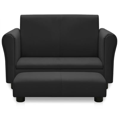 vidaXL Children Sofa with Stool Pink Faux Leather