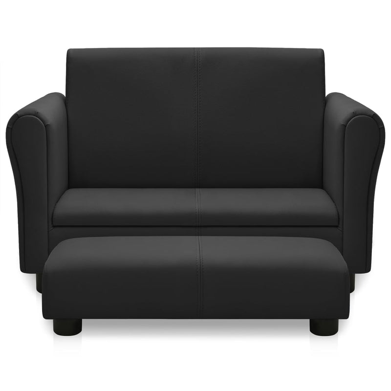 vidaXL Children Sofa with Stool Pink Faux Leather