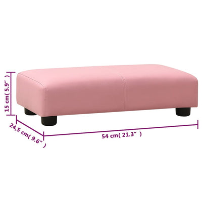 vidaXL Children Sofa with Stool Pink Faux Leather