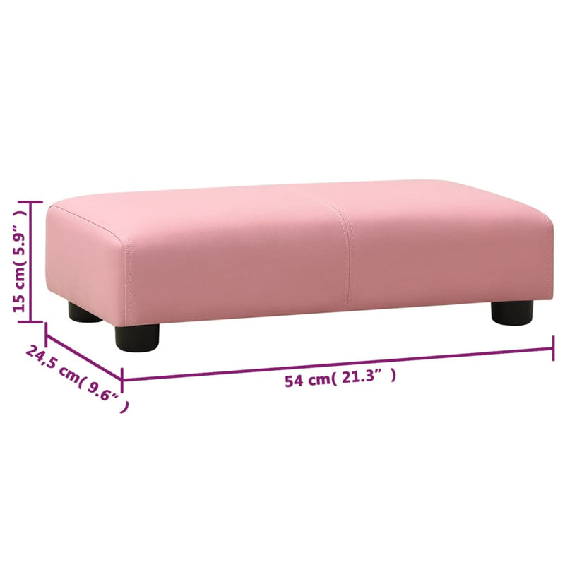 vidaXL Children Sofa with Stool Pink Faux Leather