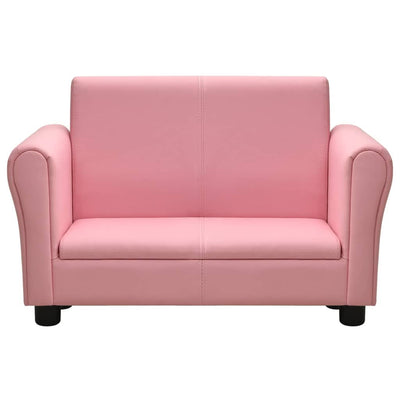 vidaXL Children Sofa with Stool Pink Faux Leather
