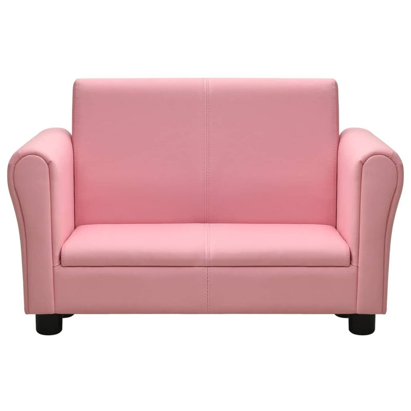 vidaXL Children Sofa with Stool Pink Faux Leather