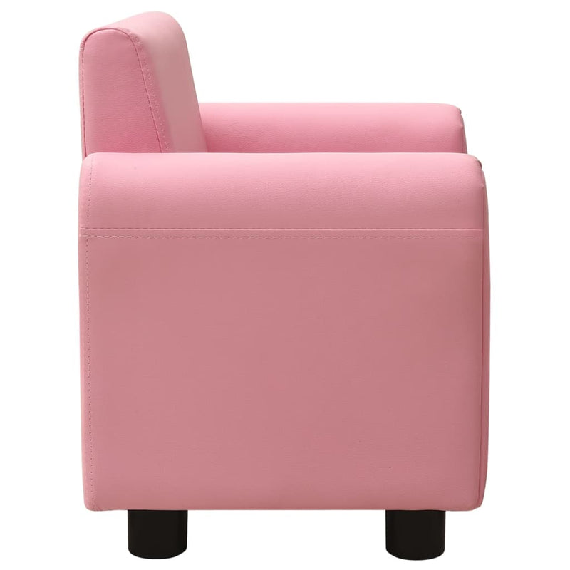 vidaXL Children Sofa with Stool Pink Faux Leather