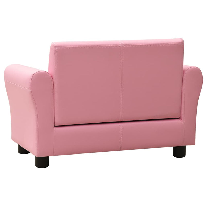vidaXL Children Sofa with Stool Pink Faux Leather