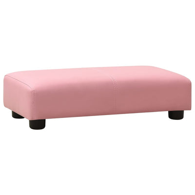 vidaXL Children Sofa with Stool Pink Faux Leather