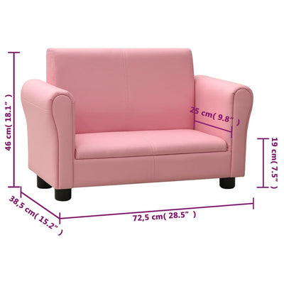 vidaXL Children Sofa with Stool Pink Faux Leather