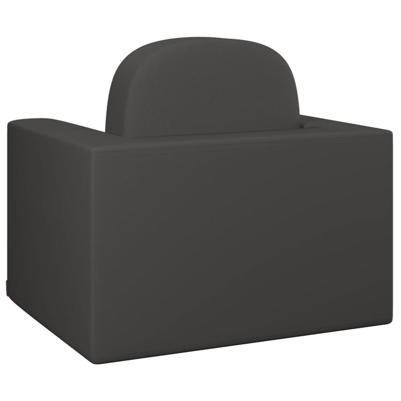 vidaXL 2-in-1 Children Sofa Black Faux Leather