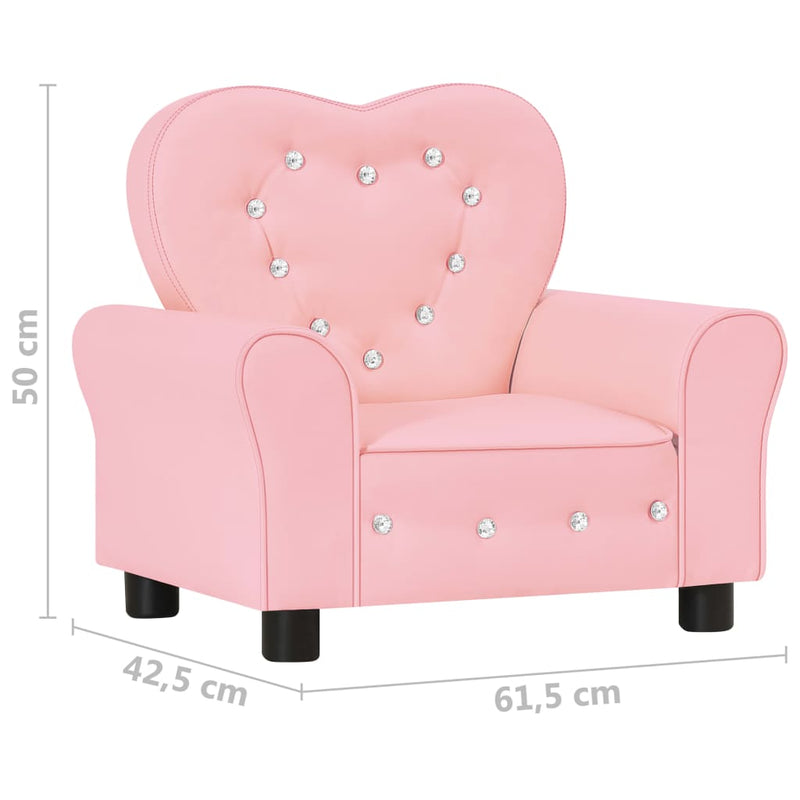 vidaXL Children Sofa Pink Faux Leather