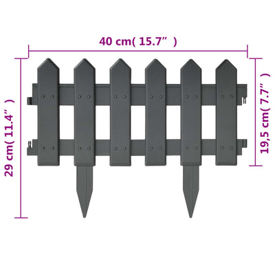 vidaXL Lawn Edgings 25 pcs Anthracite 10 m PP