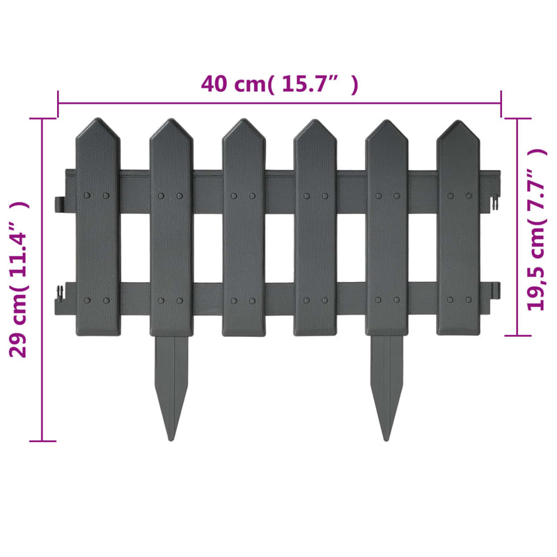 vidaXL Lawn Edgings 25 pcs Anthracite 10 m PP