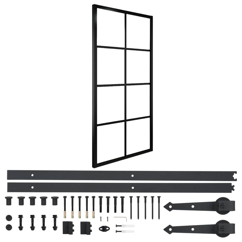 vidaXL Sliding Door Aluminium and ESG Glass with Hardware 76x205cm