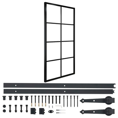 vidaXL Sliding Door Aluminium and ESG Glass with Hardware 76x205cm