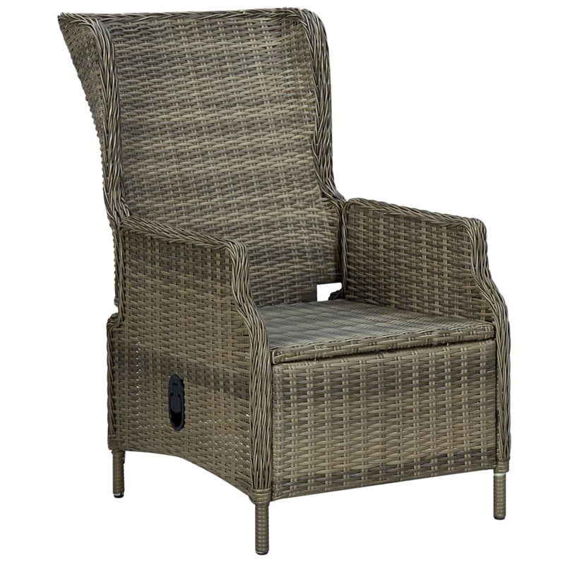 vidaXL Reclining Garden Chair with Cushions Poly Rattan Brown
