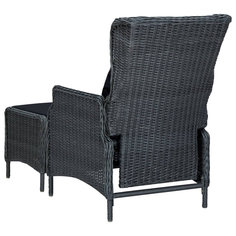 vidaXL Reclining Garden Chair with Footstool Poly Rattan Brown
