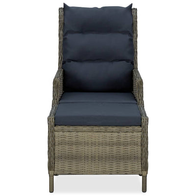vidaXL Reclining Garden Chair with Footstool Poly Rattan Brown