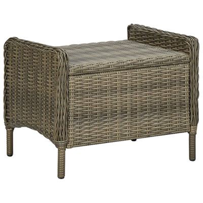 vidaXL Reclining Garden Chair with Footstool Poly Rattan Brown